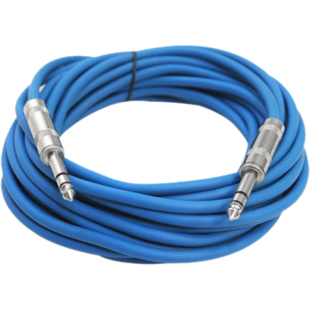 Seismic Audio SATRX-25, 6 Pack of Blue 25 Foot TRS Patch Cables