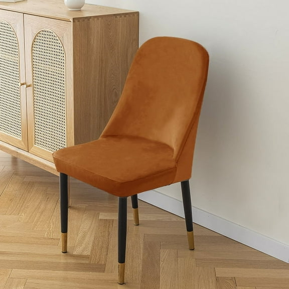 XmhyTop Velvet Stretch Wingback Chair Cover Slipcover - Reusable Protector Cover for Dining Room Banquet Home Decor etc (2 PCS,Orange)