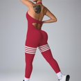 thumbnail image 2 of JGGSPWM Women Yoga Jumpsuits Ribbed Halter Neck Backless One-piece Shapewear Sleeveless Gym Push Up Workout Fitness Tracksuit Red L, 2 of 5