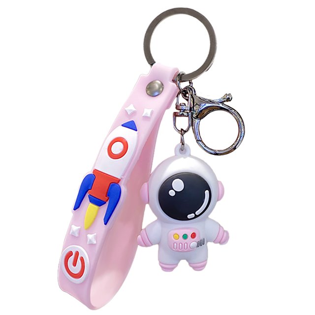 Space Astronaut Keychain Cute: Purse Charm Key Ring with Lanyard & Lobster Clasp