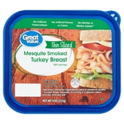Great Value Mesquite Smoked Turkey Breast Lunchmeat, 9 oz Plastic Tub