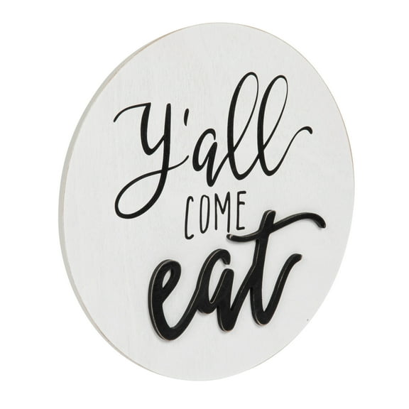 Creative Co-Op "Y'all Come Eat" Square Pine Wood Wall Décor