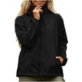 thumbnail image 5 of Zpanxa Winter Jackets for Women Waterproof Zip Up Rain Jacket Long Sleeve Windbreaker Solid Color with Pockets Lightweight Outdoor Casual, 5 of 8