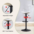 thumbnail image 3 of Hi loPres Set of 2 Modern Adjustable Swivel Bar Stools, Clear Backrest with Black Metal Base Counter Height Kitchen Island Chairs, 3 of 7