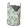 thumbnail image 1 of Geometric Laundry Bag, Vintage Ottoman Style Floral Design with Old Fashion Heraldic Tiles Image, Hamper Basket with Handles Drawstring Closure for Laundromats, 13" x 19", Aqua, by Ambesonne, 1 of 4