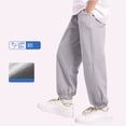 thumbnail image 2 of Edvintorg Boys Pants Size 10-12 Lightweight Soft Elastic Waisted Loose Fit Casual Cuffed Trousers with Pockets, 2 of 7