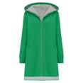thumbnail image 5 of XPMWRP Women's Oversized Zip Up Hooded Jacket Solid Color Long Sleeved Casual Coats Winter Warm Trendy Mid Length Jacket Green XXXXXL, 5 of 7