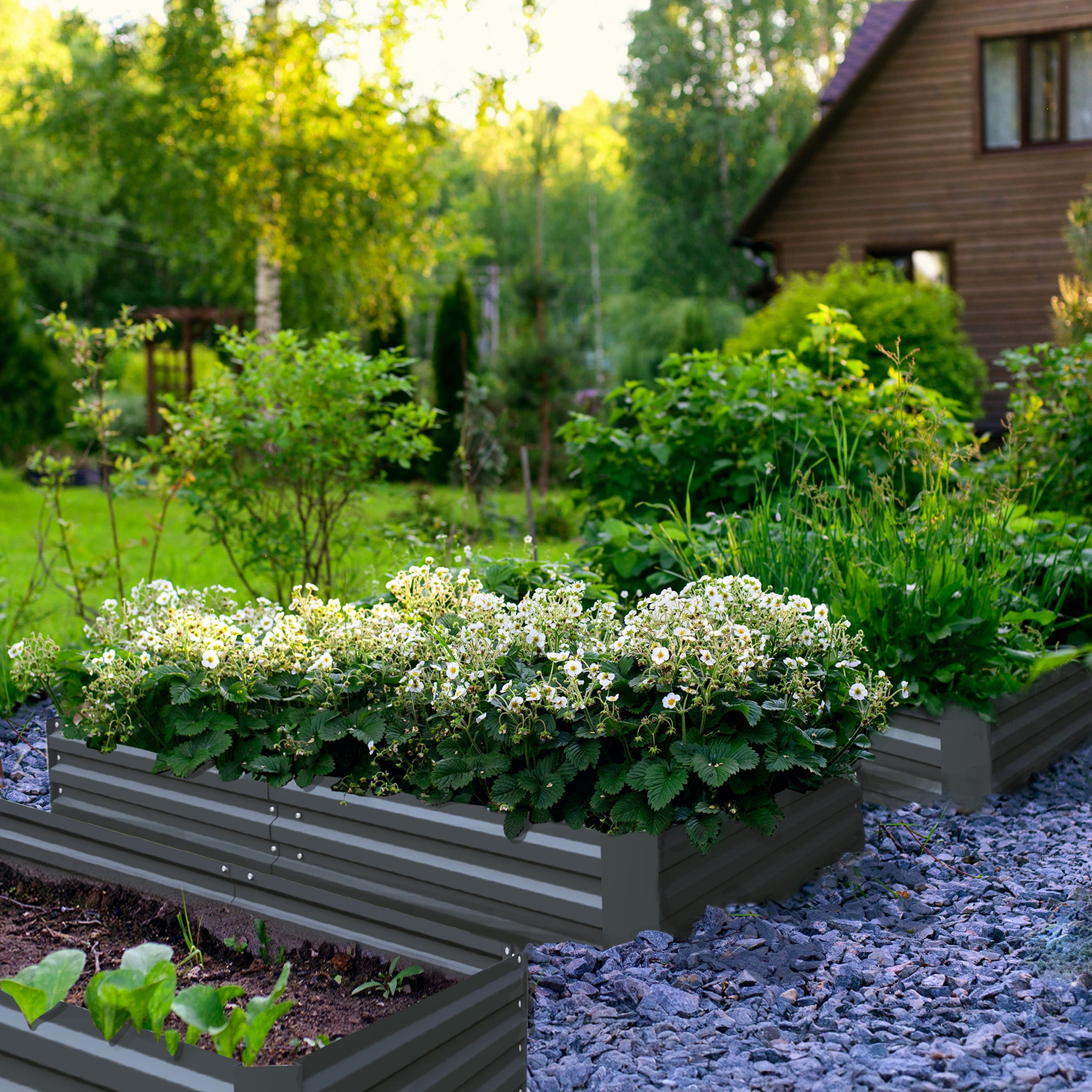 6ft x 3ft Raised Garden Bed Kit, Gray Powder Coated Steel