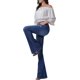 thumbnail image 2 of Jeans acampanados para mujer Jeans acampanados de talle alto con pantalones de mezclilla rasgados de pierna ancha clásicaBlue2, 2 of 5