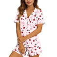 thumbnail image 6 of AUNVITO Women's Pajama Set Button Down Short Sleeve Top and Shorts Cute and Comfortable Sleepwear Loungewear, 6 of 7