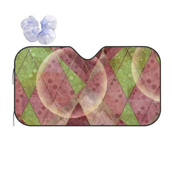 XMXY Car Sun Shade Windshield, Retro Geometric Pattern Automotive Front Window Sun Visor for Cars SUV Trucks, Medium Size