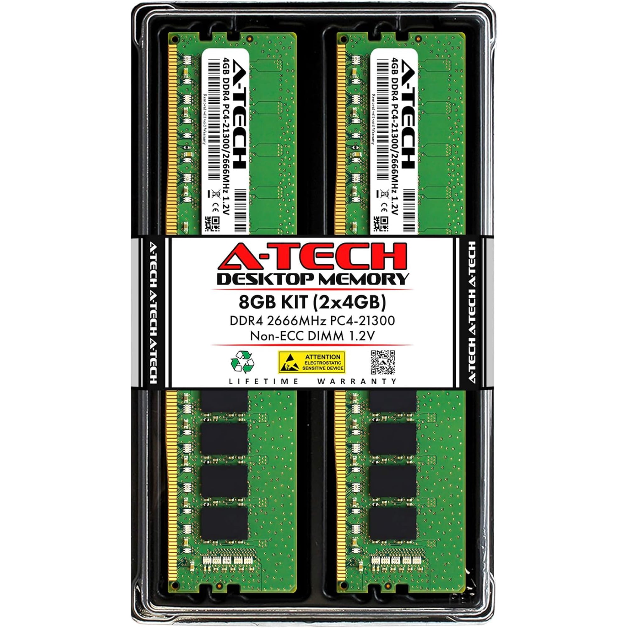 8GB (2x4GB) DDR4 2666 MHz UDIMM PC4-21300 (PC4-2666V) CL19 DIMM Non-ECC Desktop RAM Memory Modules