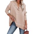 thumbnail image 1 of Sweat-shirt à Capuche avec Poches à Capuche Surdimensionné à Boutonnière et Col Rond pour Femmes, 1 of 5