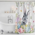 thumbnail image 3 of Easter Shower Curtain, Waterproof Shower Curtains for Bathroom, Spring Rustic Botanical Floral Rabbit Eggs Leaves Washable Fabric Bathtub Curtain Set Bath Decor with 12 Hooks Stall 36"x72", 3 of 8
