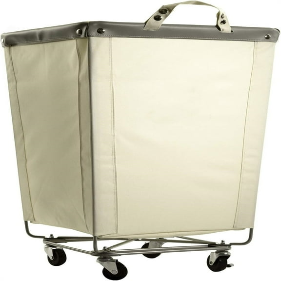 Classics Large Commercial Heavy Duty Rolling Steel Frame Laundry Hamper Canvas Cart Bin, w/ Wheels for Hotel, Home, Closet, Bedroom (PATENTED), Cream, 18.1" D x 18.1" W