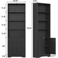 thumbnail image 3 of Gizoon Bookcase, Bookshelves and Bookcases, 71” 6-Shelf Bookcase with Doors, Floor Standing Display Storage Shelves, with Adjustable Shelves, for Home, Office, Living Room, Bedroom, Black, 3 of 9