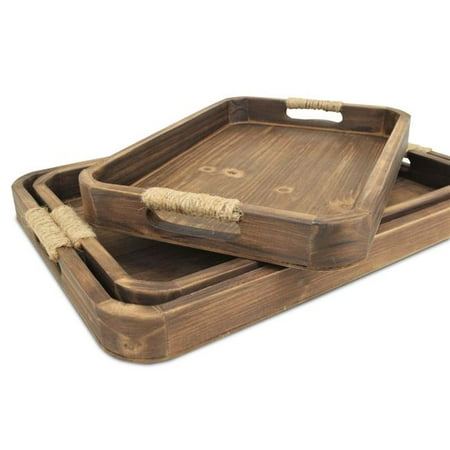 

Natural Wood Trays Dark Brown - Set of 3