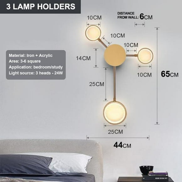 mickcara Nordic Modern Wall Lamp Black Gray White LED Indoor 96*81*15cm 220V