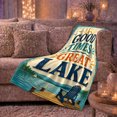 thumbnail image 6 of Lakeside Retreat Retro Lake Scene Good Times Great, Peaceful Mountain Lake Scene, Warm Flannel Blanket for Cabin and Lodge, Outdoor Lovers Camping Gift, Rustic Home Decor, 6 of 9
