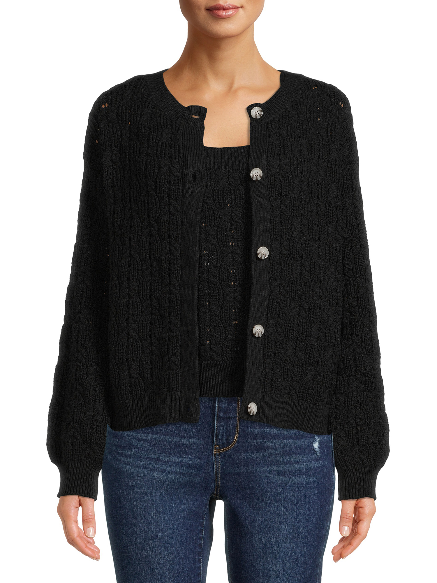 Time and Tru Women's Tank Top and Cardigan Set, 2Piece