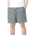thumbnail image 2 of Mens Workout Gym Shorts Drawstring Elastic Waist Casual Quick Dry Athletic Running Shorts Breathable Beach Short Pants with Pockets Gray L, 2 of 7
