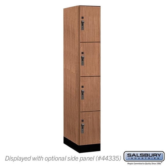 Salsbury Industries 44161RO 12 in. Wide Premier Wood Locker - Four Tier - 1 Wide - 6 ft. High - 21 in. Deep - Red Oak - Hasp