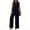 Navy, variant on Linen Sets for Women 2 Piece V-Neck Casual Tunic Tank Tops and Wide Leg Pants Boho Two Piece Sets Beach Vacation Leisure Wear