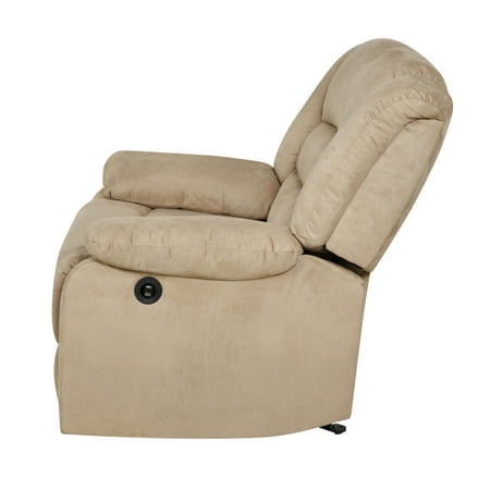 Relaxzen - Rocker Recliner with Massage, Heat and Dual USB - Beige