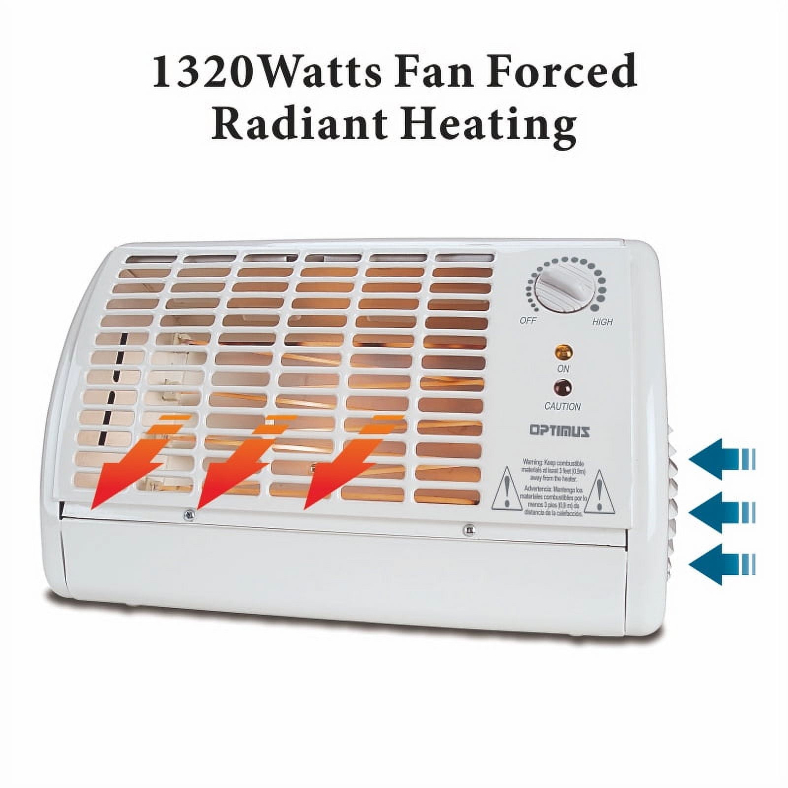 Optimus H-2210WH 1,320-WATT Portable Fan-Forced Radiant Heater With Thermostat (White)