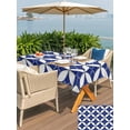 thumbnail image 5 of Outdoor Tablecloth with Umbrella Hole for Patio/Picnic/Party/Camping, Retro Rhombus Waterproof Table Cloth Rectangle Table Cover Washable, Morocco Abstract Geometric Art Navy Blue (60"x 84"), 5 of 8