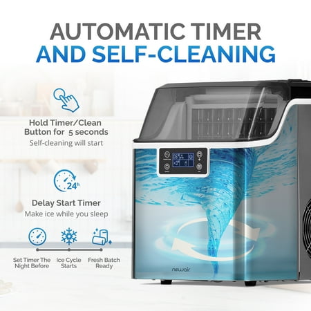 45 lbs. Portable Countertop Clear Ice Maker with  FrozenFall Technology