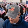thumbnail image 4 of Minjewel Unisex 250th Anniversary Patriotic Baseball Cap Distressed Washed With "250 YEARS" Text Retro Adjustable Hat For Celebration,Gray, 4 of 7