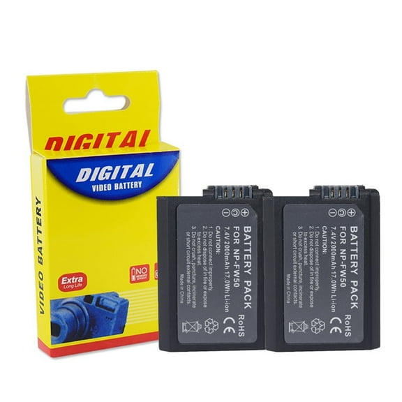 Digital Camera Battery 2 Pack NP-FW50 2250mAh Camera Battery For Alpha a6500 a6300 a7 7R a7R a7R II a7II NEX-3 NEX-5