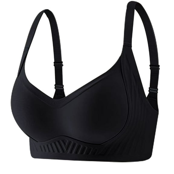 JGGSPWM Seamless Full Coverage Bra for Women Comfortable Wireless Bralettes with Support Breathable Everyday T Shirt Bras Black M