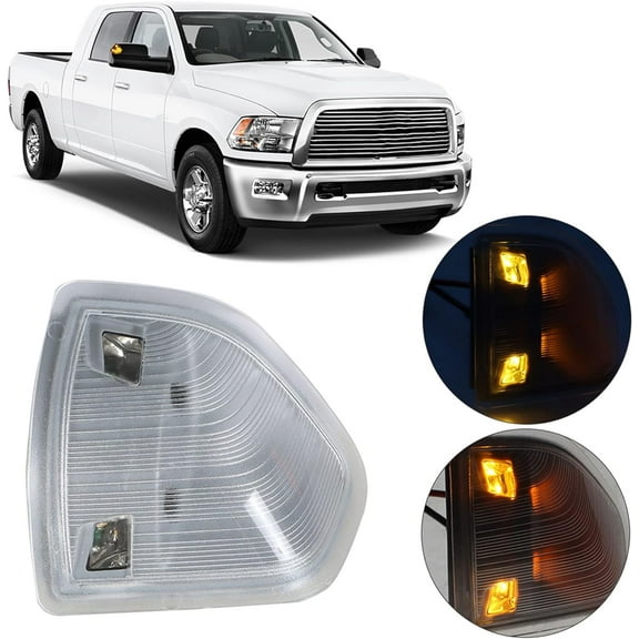 ALL-CARB LED Turn Signal Light Side Mirror Amber Lamps Replacement for 2010-2018 Dodge Ram 1500 2500 3500 4500 5500 68302828AA 68302829AA Passenger Side Right Tow Light Clear Cover Lens