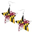 thumbnail image 6 of Leather Star Hook Earrings Flag Of Maryland Print Earring Dangle Drop Earring For Women, 6 of 6