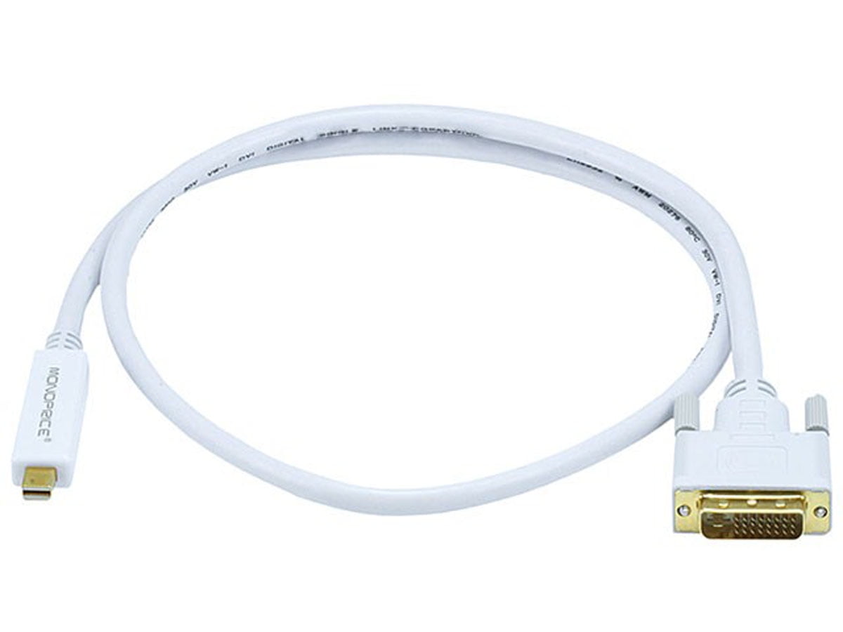 White Monoprice Inc. Monoprice 106002 3-Feet 32AWG Mini Display Port to VGA Cable 