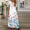 thumbnail image 2 of Spring/Summer Fashion Women's Short Sleeve Printed Lace Dresses Elegant Women's White V-neck Slim Fit Party Long Vestidos S-5XL, 2 of 5