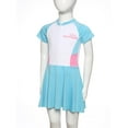 thumbnail image 4 of Kaerm Short Sleeve Swimsuit for Girls Front Zippy Padded Beachwear Swim Dress UPF50+ Rash Guard Light Blue 140/L 不带胸垫, 4 of 7