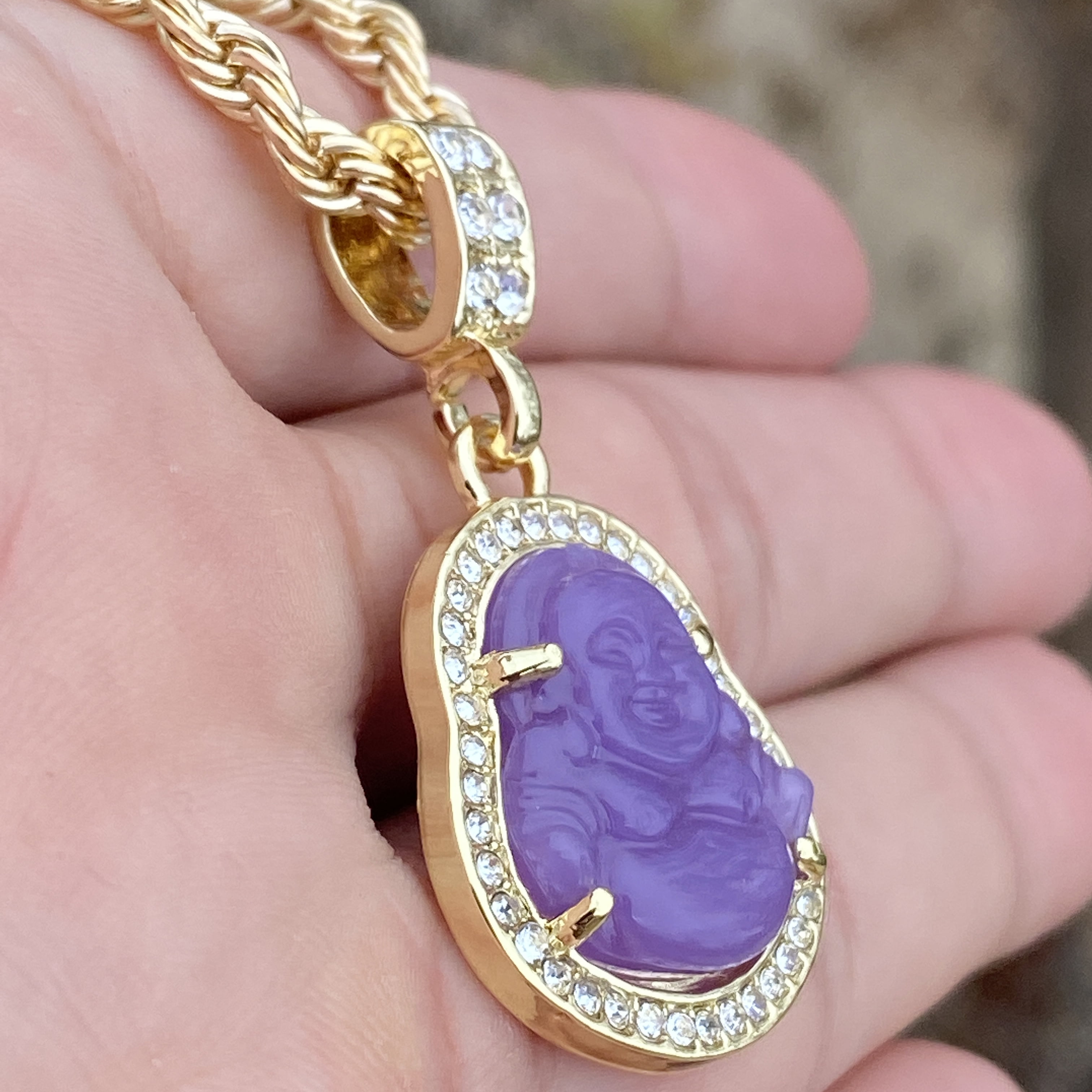 Purple 2024 buddha necklace