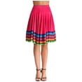 thumbnail image 4 of iiniim Womens Long Full Circle Folklorico Dance Skirts Spanish Bull Folkloric Mexican Flamenco Performance Hot Pink 55cm 5XL, 4 of 7