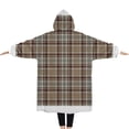 thumbnail image 2 of Oversized Wearable Blanket Hoodie,Brown Beige Plaid Checkered Pattern Sherpa Blanket Hoodie with Super Pockets,Super Warm Fuzzy Pullover for Women & Men, 2 of 6