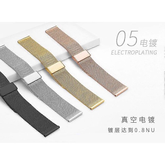 Suitable for Samsung Huawei GT2 stainless steel three-bead solid strap silicone strap Milan steel mesh strap 22mm three solid black steel strap 22mm