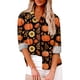 thumbnail image 1 of Blusa informal con botones para mujer con estampado de murciélago, manga larga, cuello en V, ligera y corte holgado, 1 of 5