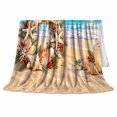 thumbnail image 2 of Coastal Christmas Shell Wreath Sandy Beach, Festive Holiday Scene, Warm Flannel Blanket for Beach House and Living Room, Art Lovers Christmas Gift, Festive Home Decor, 2 of 9