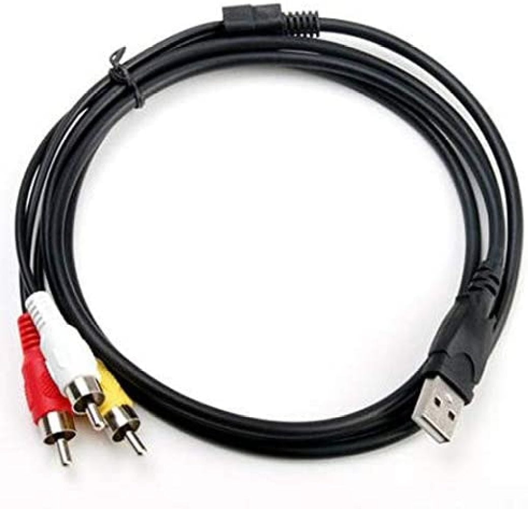 5ft USB A Plug to 3 RCA Male AV/TV Converter Cable Computer to TV Cord