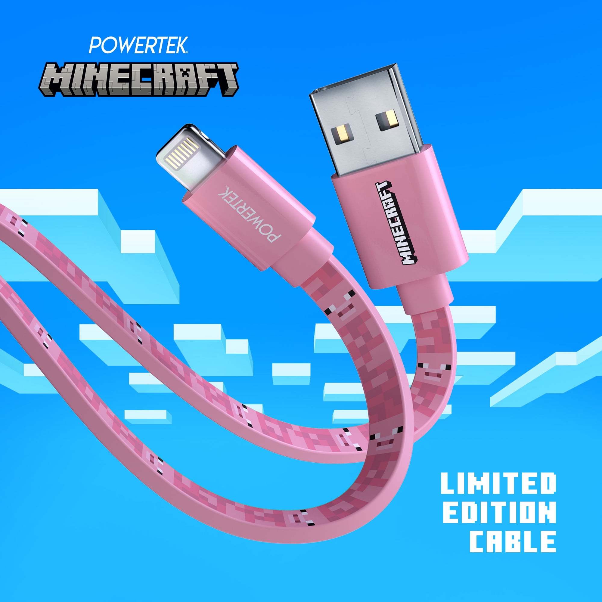 Liquipel Powertek Minecraft USB-A to Lightning - Pig