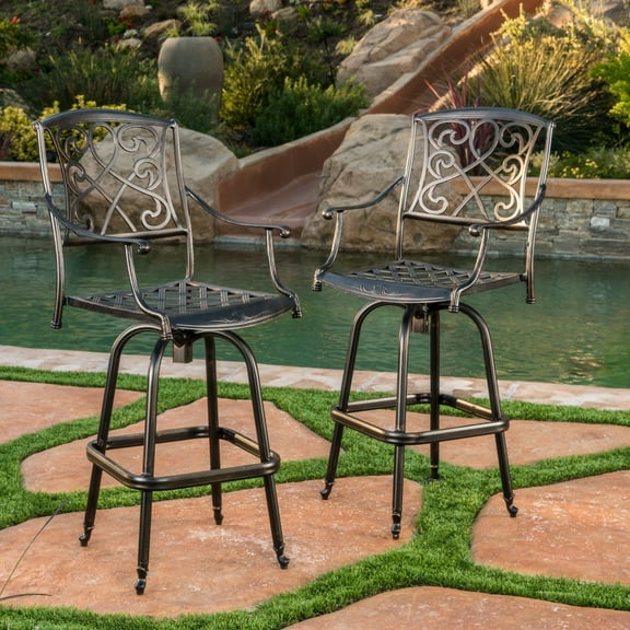 Outdoor Bronze Bar Stools (Set of 2)
