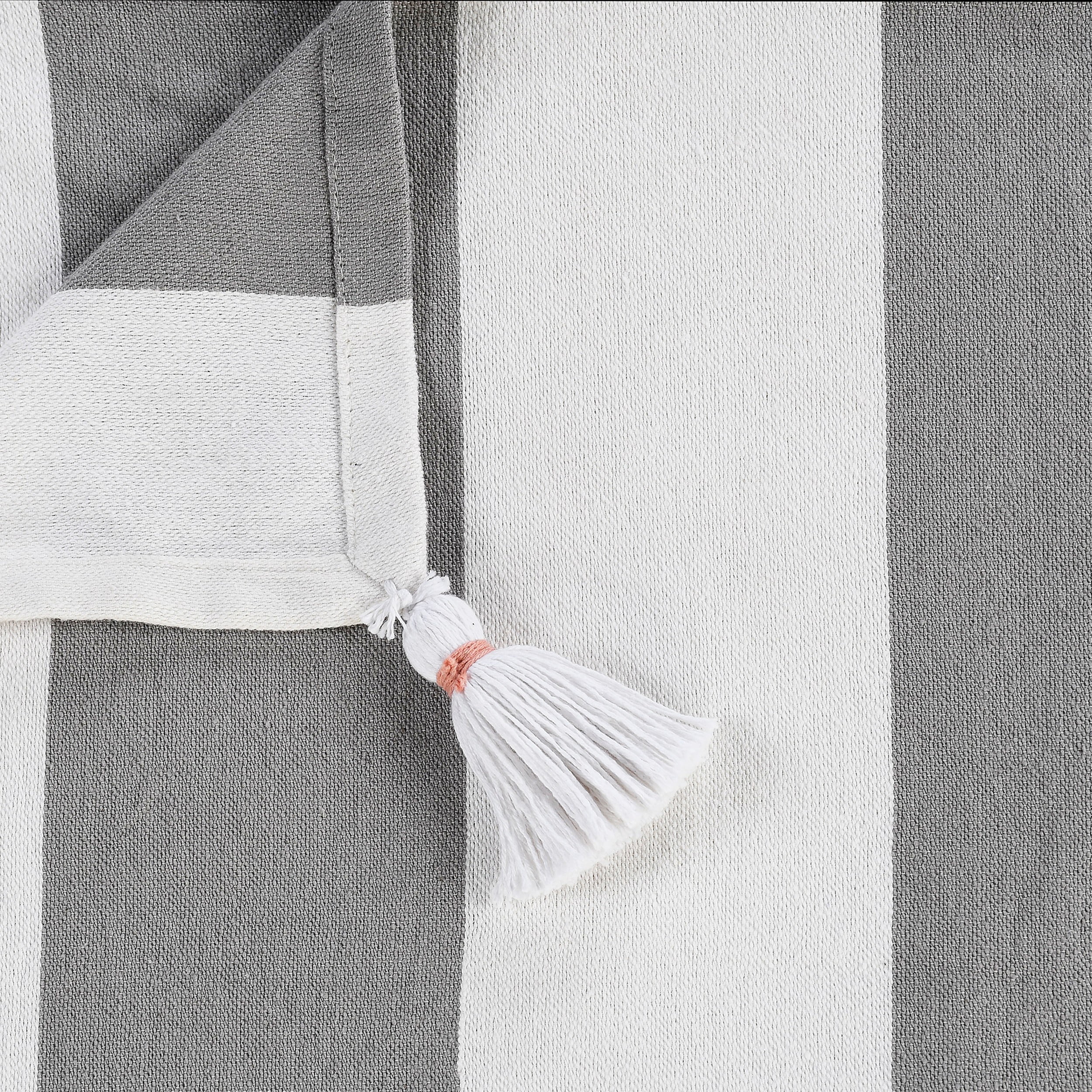 Ox Bay Gray Striped Cotton Throw Blanket, 50" x 60"