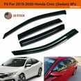 thumbnail image 5 of FIT FOR 2016-2020 10TH GEN HONDA CIVIC 4DR SEDAN MUGEN STYLE BLACK WINDOW VISOR, 5 of 9